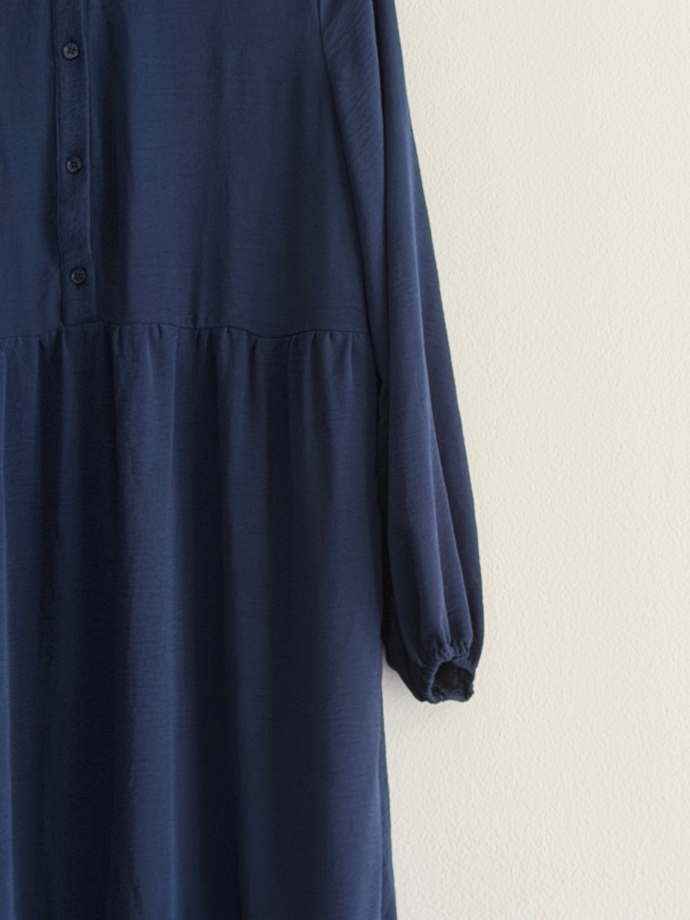 Rachel Zoe Midi Dress Tiered Skirt Navy Blue Long Sleeve Button Bodice Relaxed - Picture 6 of 16